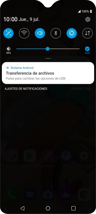 Pulsa Pulse para cambiar las opciones de USB. Pulsa Pulse para cambiar las opciones de USB.