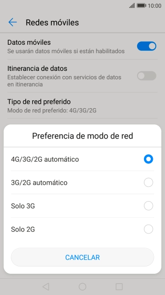 Pulsa el tipo de red deseado. Pulsa el tipo de red deseado.