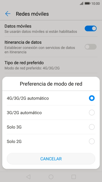 Pulsa el tipo de red deseado. Pulsa el tipo de red deseado.