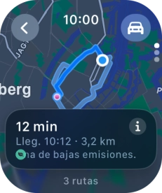 Gira la Digital Crown para ver las rutas propuestas. Gira la Digital Crown para ver las rutas propuestas.