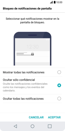 Pulsa el ajuste deseado. Pulsa el ajuste deseado.