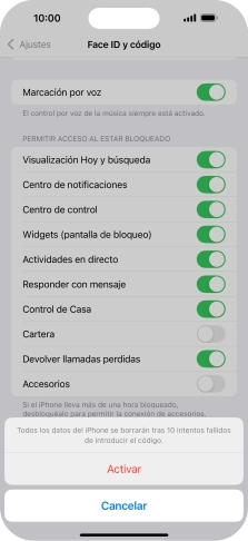 Si activas la función, pulsa Activar. Si activas la función, pulsa Activar.