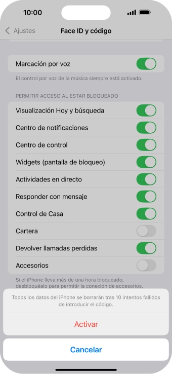 Si activas la función, pulsa Activar. Si activas la función, pulsa Activar.