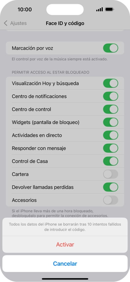 Si activas la función, pulsa Activar. Si activas la función, pulsa Activar.