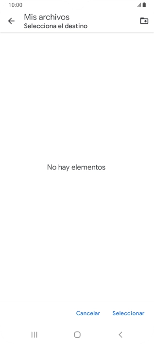 Si deseas crear una nueva carpeta, pulsa el icono de nueva carpeta y sigue las indicaciones de la pantalla para crearla.