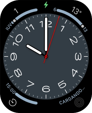 Cuando el icono de carga de batería aparece en la pantalla, el Apple Watch se está cargando. Cuando el icono de carga de batería aparece en la pantalla, el Apple Watch se está cargando.