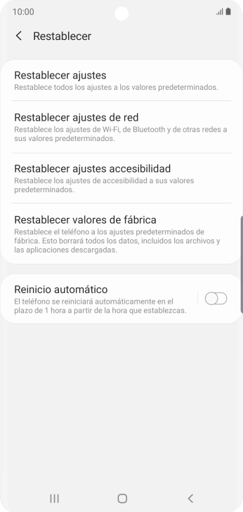 Pulsa Restablecer valores de fábrica. Pulsa Restablecer valores de fábrica.