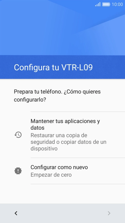 Puedes transferir el contenido de otro teléfono cuando activas tu teléfono por primera vez y cuando lo has restablecido. Cuando aparezca en la pantalla del teléfono esta imagen, ya está listo para la transmisión del contenido del otro teléfono.