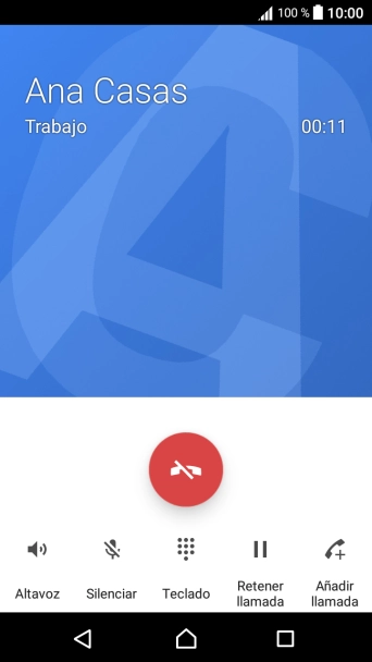 Pulsa el icono de finalizar llamada. Pulsa el icono de finalizar llamada.