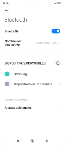 Pulsa el dispositivo Bluetooth deseado y sigue las indicaciones de la pantalla para vincular el dispositivo al teléfono. Pulsa el dispositivo Bluetooth deseado y sigue las indicaciones de la pantalla para vincular el dispositivo al teléfono.