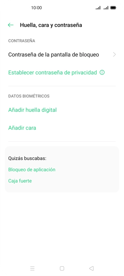 Pulsa Contraseña de la pantalla de bloqueo e introduce el código de seguridad extra que has creado anteriormente. Pulsa Contraseña de la pantalla de bloqueo e introduce el código de seguridad extra que has creado anteriormente.