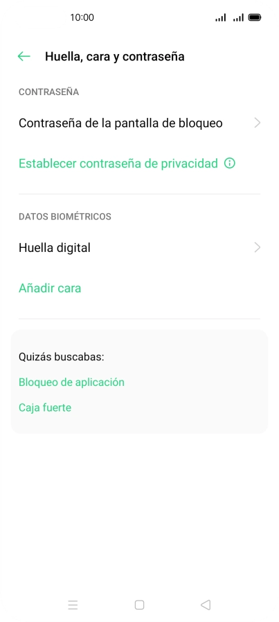 Pulsa Huella digital e introduce el código de seguridad extra que has creado anteriormente. Pulsa Huella digital e introduce el código de seguridad extra que has creado anteriormente.