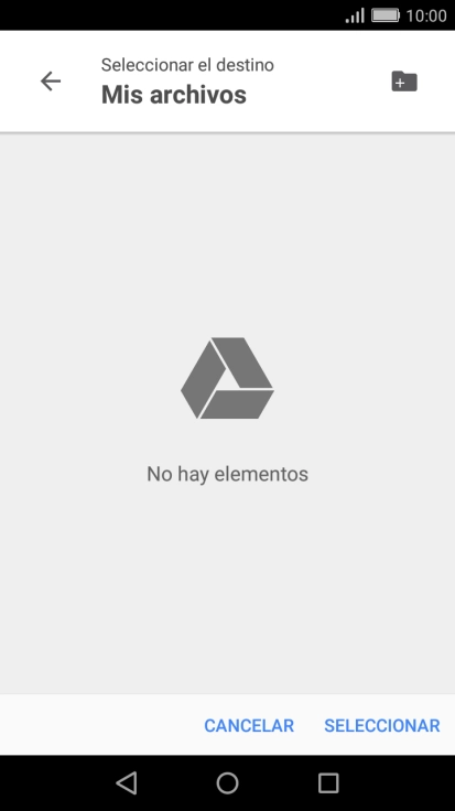 Si deseas crear una nueva carpeta, pulsa el icono de nueva carpeta y sigue las indicaciones de la pantalla para crearla. Si deseas crear una nueva carpeta, pulsa el icono de nueva carpeta y sigue las indicaciones de la pantalla para crearla.