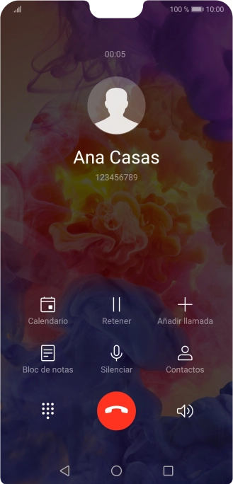 Pulsa el icono de finalizar llamada. Pulsa el icono de finalizar llamada.