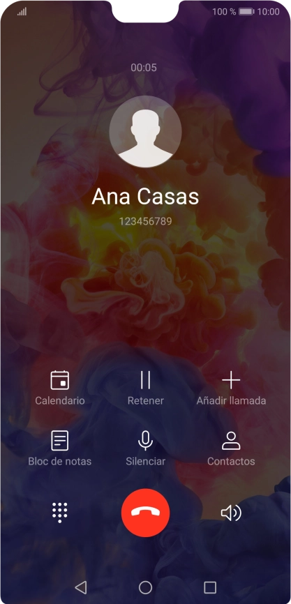 Pulsa el icono de finalizar llamada. Pulsa el icono de finalizar llamada.