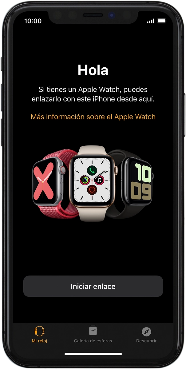 En el teléfono: Cuando aparece esta imagen de pantalla, el Apple Watch está vinculado al teléfono.