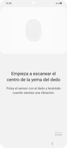 Sigue las indicaciones de la pantalla para crear una huella digital como código de seguridad. Sigue las indicaciones de la pantalla para crear una huella digital como código de seguridad.