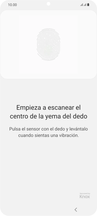 Sigue las indicaciones de la pantalla para crear una huella digital como código de seguridad. Sigue las indicaciones de la pantalla para crear una huella digital como código de seguridad.