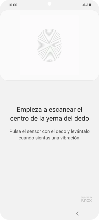 Sigue las indicaciones de la pantalla para crear una huella digital como código de seguridad. Sigue las indicaciones de la pantalla para crear una huella digital como código de seguridad.