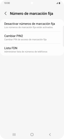 Pulsa Desactivar números de marcación fija.