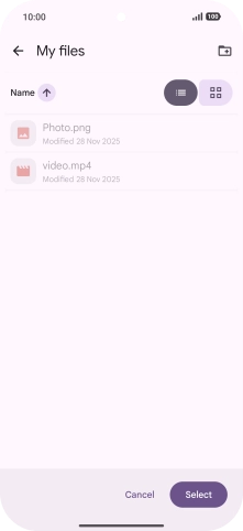 To create a new folder, press the new folder icon and follow the instructions on the screen to create a new folder.