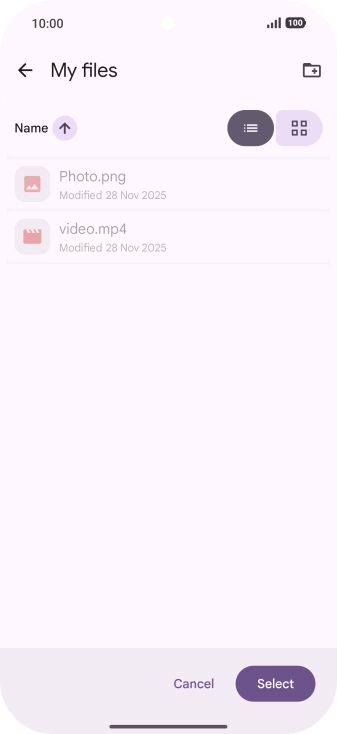 To create a new folder, press the new folder icon and follow the instructions on the screen to create a new folder.