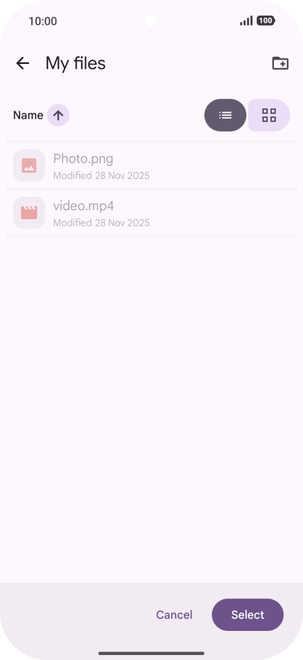 To create a new folder, press the new folder icon and follow the instructions on the screen to create a new folder.