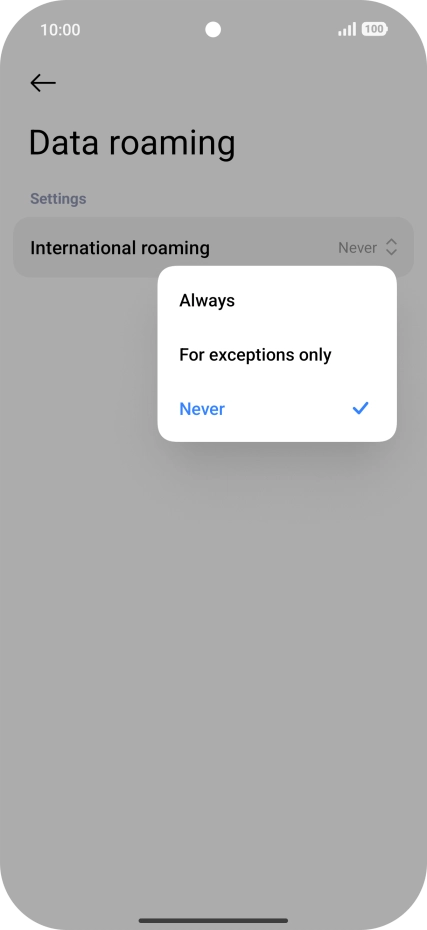 Press the required setting to turn the function on or off. Press the required setting to turn the function on or off.