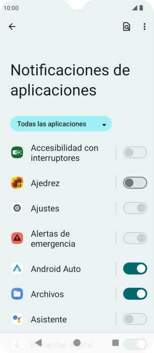 Pulsa el indicador junto a las apps deseadas para activar o desactivar la función.