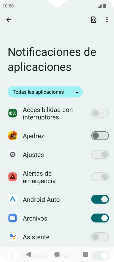 Pulsa el indicador junto a las apps deseadas para activar o desactivar la función.