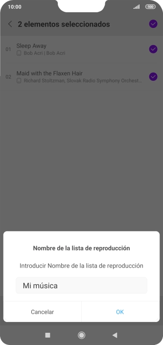 Introduce el nombre deseado de la lista de reproducción y pulsa OK. Introduce el nombre deseado de la lista de reproducción y pulsa OK.