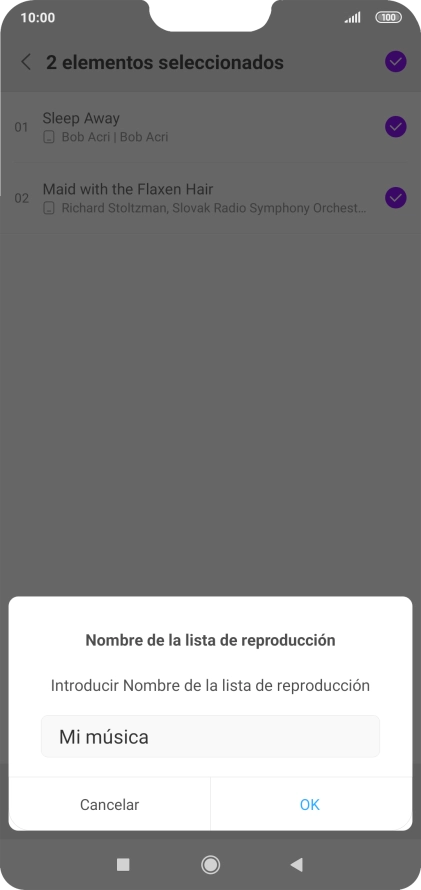 Introduce el nombre deseado de la lista de reproducción y pulsa OK. Introduce el nombre deseado de la lista de reproducción y pulsa OK.