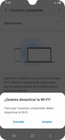 Si la función de wifi está activada, pulsa Aceptar. Si la función de wifi está activada, pulsa Aceptar.