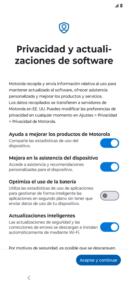 Pulsa el indicador junto a los ajustes deseados para seleccionarlos. Pulsa el indicador junto a los ajustes deseados para seleccionarlos.