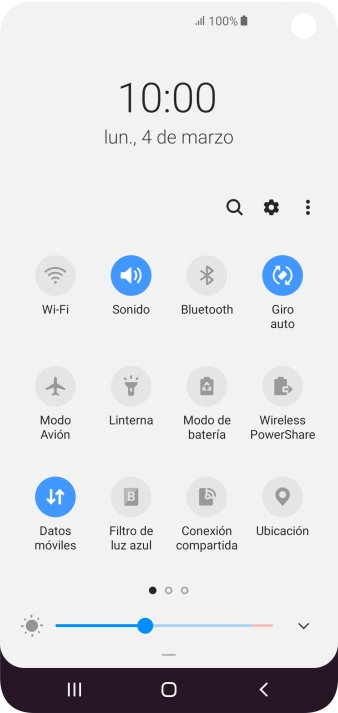Pulsa el icono de datos móviles para activar o desactivar la función. Pulsa el icono de datos móviles para activar o desactivar la función.