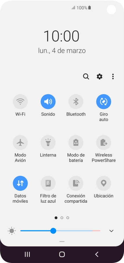 Pulsa el icono de datos móviles para activar o desactivar la función. Pulsa el icono de datos móviles para activar o desactivar la función.