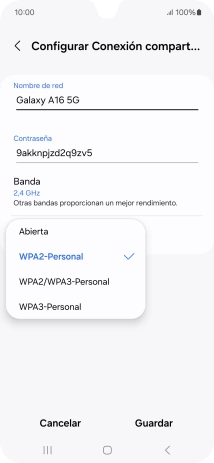 Pulsa WPA3-Personal para proteger la conexión wifi con una contraseña.