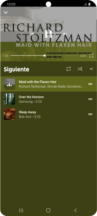 Pulsa el icono de reproducción repetida para activar o desactivar la función. Pulsa el icono de reproducción repetida para activar o desactivar la función.
