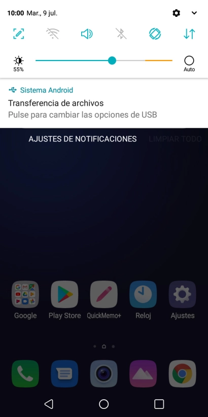Pulsa Pulse para cambiar las opciones de USB. Pulsa Pulse para cambiar las opciones de USB.