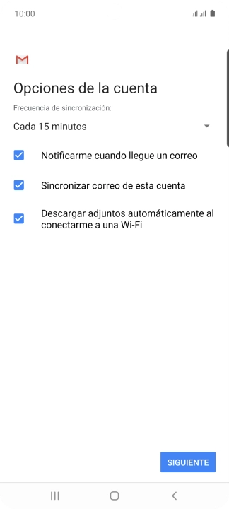Si aparece en la pantalla esta imagen, tu cuenta de correo electrónico ha sido reconocida y configurada automáticamente. Sigue las indicaciones de la pantalla para introducir más información y terminar la configuración. Si aparece en la pantalla esta imagen, tu cuenta de correo electrónico ha sido reconocida y configurada automáticamente. Sigue las indicaciones de la pantalla para introducir más información y terminar la configuración.