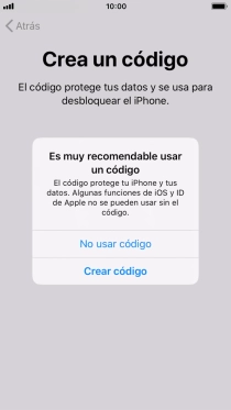 Si desactivas la función, pulsa No usar código. Si desactivas la función, pulsa No usar código.