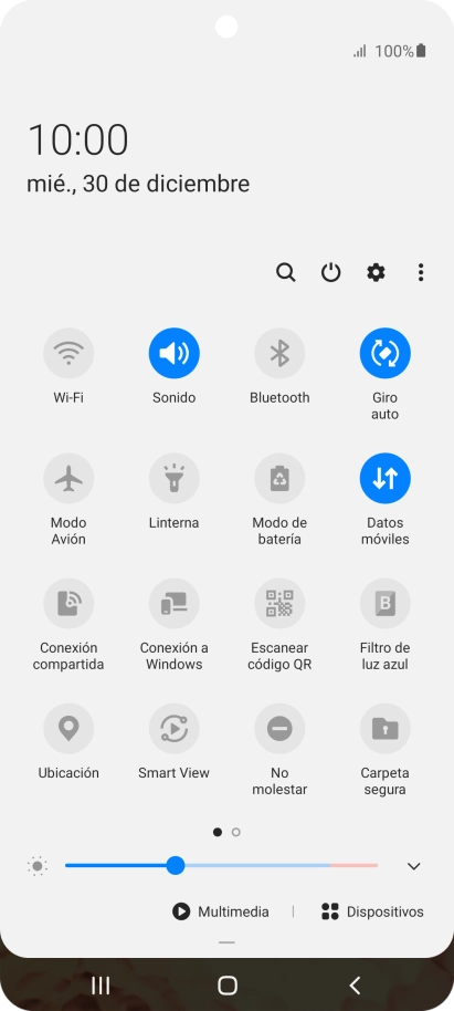Pulsa el icono de modo de avión para activar o desactivar la función. Pulsa el icono de modo de avión para activar o desactivar la función.