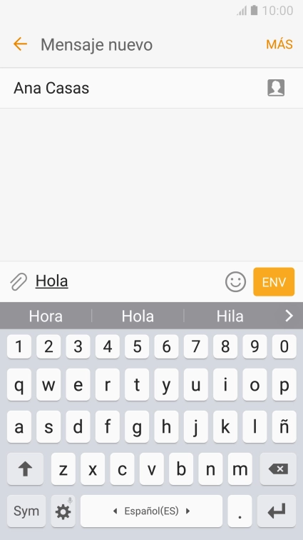 Pulsa ENV cuando termines de escribir el mensaje corto.