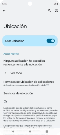 Pulsa Permisos de ubicación de aplicaciones. Pulsa Permisos de ubicación de aplicaciones.