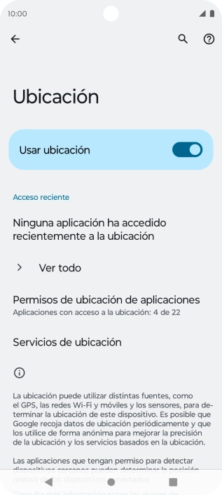 Pulsa Permisos de ubicación de aplicaciones. Pulsa Permisos de ubicación de aplicaciones.