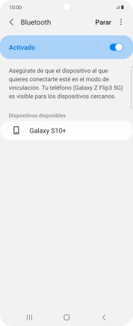 Pulsa el dispositivo Bluetooth deseado y sigue las indicaciones de la pantalla para vincular el dispositivo al teléfono. Pulsa el dispositivo Bluetooth deseado y sigue las indicaciones de la pantalla para vincular el dispositivo al teléfono.