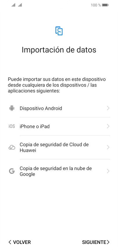 Puedes transferir el contenido de otro teléfono cuando activas tu teléfono por primera vez y cuando lo has restablecido. Cuando aparezca en la pantalla del teléfono esta imagen, ya está listo para la transmisión del contenido del otro teléfono. Puedes transferir el contenido de otro teléfono cuando activas tu teléfono por primera vez y cuando lo has restablecido. Cuando aparezca en la pantalla del teléfono esta imagen, ya está listo para la transmisión del contenido del otro teléfono.