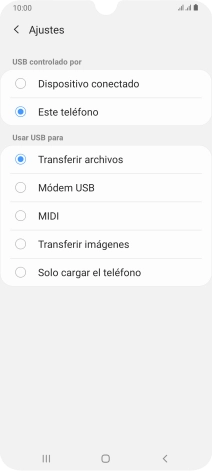 Pulsa Transferir archivos para activar la función.