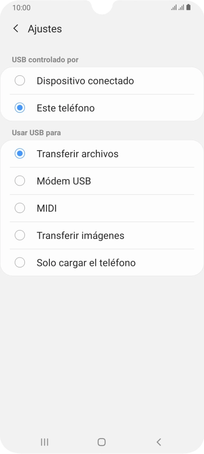 Pulsa Transferir archivos para activar la función.