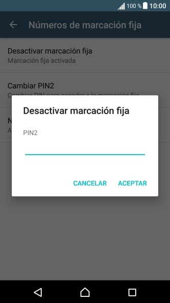 Introduce el código PIN2 y pulsa ACEPTAR.